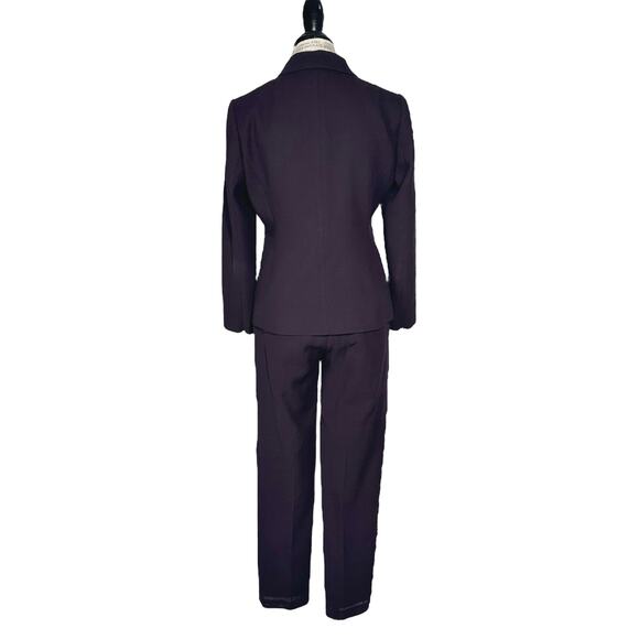 Reiss | Women | Camila Dark Plum Wool Textured Business Blazer Pant Suit | Sz 8 - Picture 3 of 16